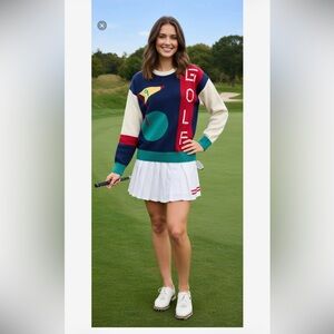 Vintage Retro golf sweater 70s/80s 100% Cotton Sz L Stanley Blacker ladies  USA